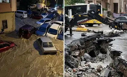 Стамбулда нөшөрлүү жаандан улам көчөлөрдү суу каптады